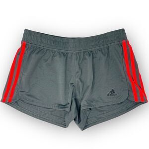 Adidas Athletic Climalite Pacer 3 Stripes Shorts Grey Orange DU3503 Women Small